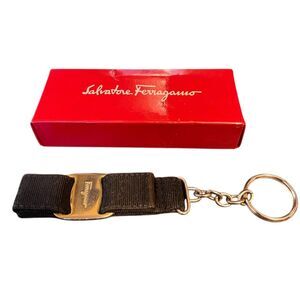 Salvatore Ferragamo Vara Ribbon Black Keychain Unisex Durable